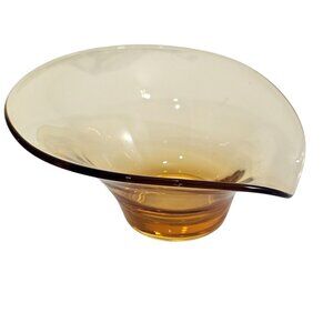 Viking Art Glass Epic Bowl 6" amber yellow lipped MCM vtg art deco